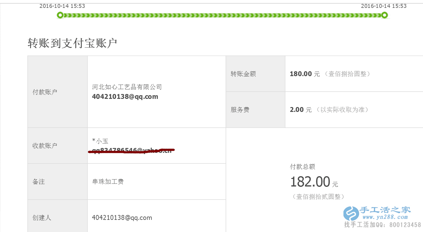  河南林州郭女士收到加工費(fèi)180元，女性兼職創(chuàng)業(yè)好項(xiàng)目