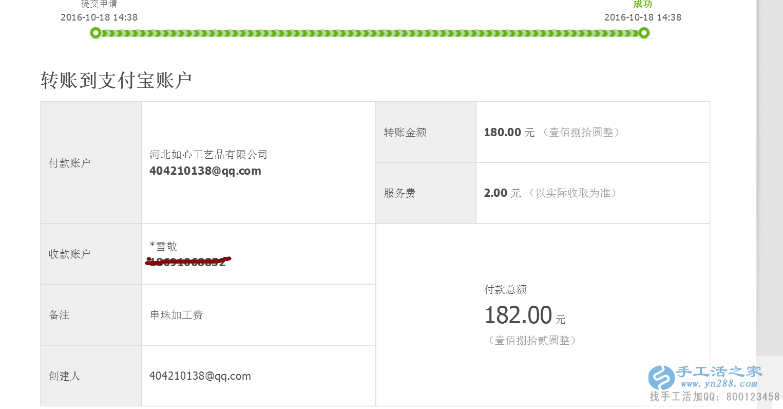  河南崔女士做手工活收到加工費(fèi)180元，業(yè)余賺錢好項(xiàng)目