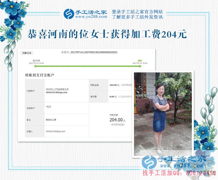 無怨無悔的付出，河南家庭主婦位女士的兼職手工賺錢貼補家用(圖1)