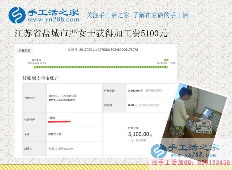 6天結(jié)算5100元，江蘇鹽城嚴(yán)女士的珠繡畫手工活加工團(tuán)隊(duì)已經(jīng)初具規(guī)模(圖1)