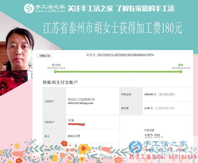 與丈夫一起還房貸，江蘇泰州家庭主婦胡女士堅持在家做手工活賺錢(圖1)