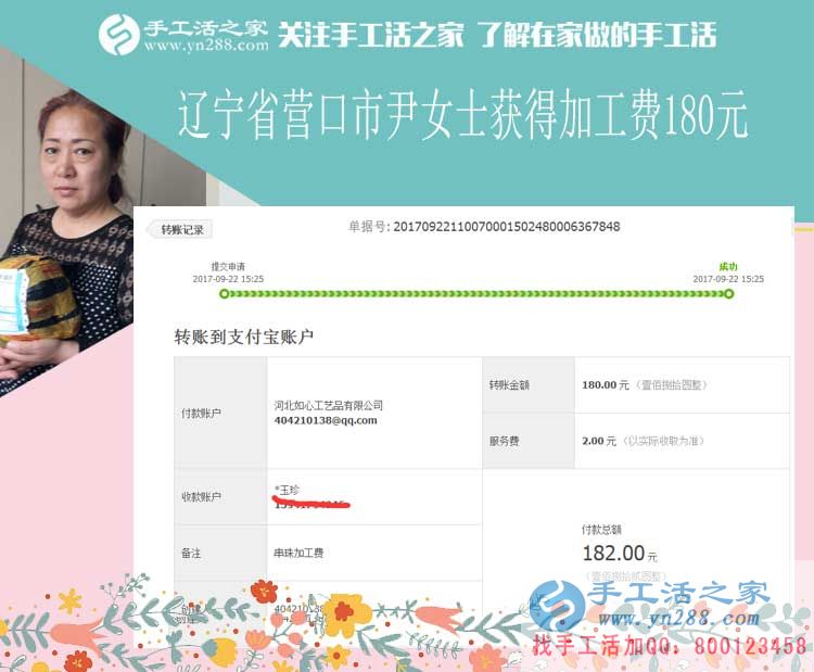 娘家嫂子都來學習，遼寧營口尹女士做串珠繡手工活賺錢之后(圖1)