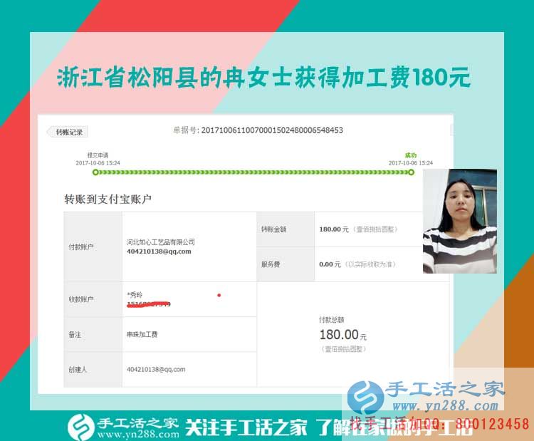 做手工活賺錢太幸福了，浙江松陽冉女士在家做手工活之家的串珠繡珠繡畫加工(圖1)