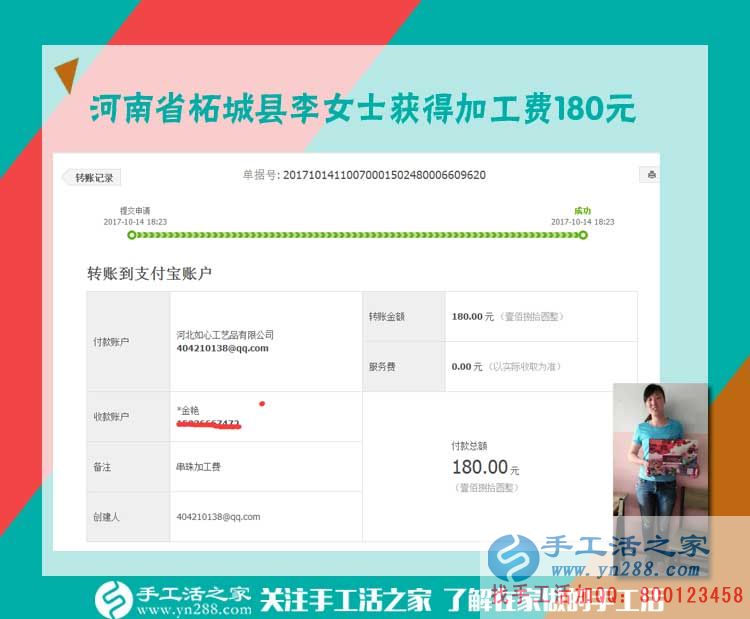 與男友合開生意，河南拓城李女士休息時(shí)做手工活兼職再掙一份錢(圖1)