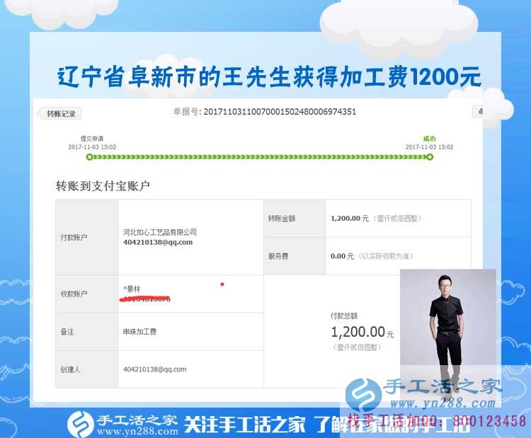 1200元，只是加工團(tuán)隊不斷加大后，遼寧阜新王先生每次加工費(fèi)結(jié)算的一部分(圖1)