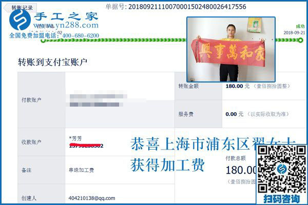 上海的翟女士，旅游得來的手工活加工項目做的怎么樣了？