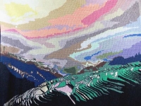 《梯田日出》珠繡，盡顯祖國山川秀美、江南風(fēng)光